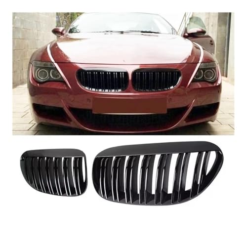 Double Grille Noire Brillante pour Série 6 M6 E63 E64 2004-2010 en ABS - 2