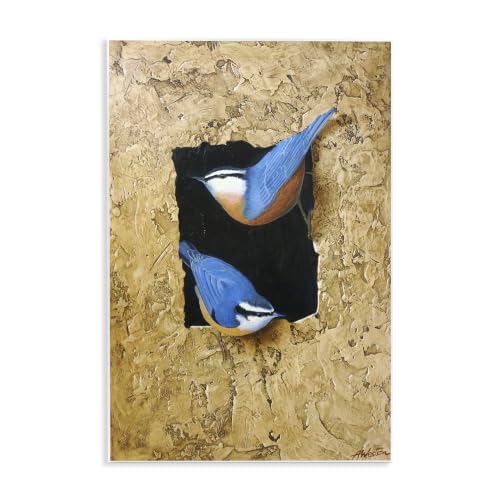 Blue Bird Pair Rustic Nature, 10 x 15 Inch Mounted Print on Wall Plaque