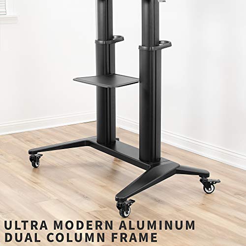 Vivo Premium Aluminum Mobile Tv Cart For 32 To 120 Inch Screens Up To 308 Lbs, Lcd Led Oled 4K Smart Flat And Curved Panels, Heavy Duty Stand, Shelf, Wheels, Max Vesa 1000X600, Black, Stand-Tv120B #TOP3