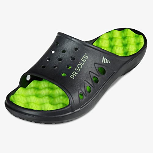 Gone For A Run Pr Soles Original Sandals | Foot Massaging & Recovery Footwear | Mens & Womens Original Slides | Black & Neon Green | (W) 6 | (M) 5 #TOP1