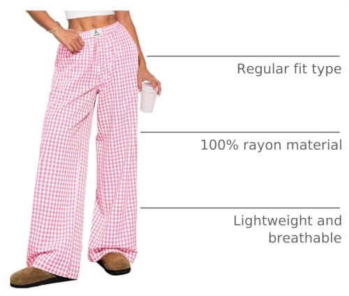 Image of ANRABESS Womens Gingham Striped Boxer Pants | 2026 Fall Outfits,Wide Leg Elastic Waist with Pockets,Casual Lounge Pajama Bottoms,Lightweight Breathable,Fashion Clothing