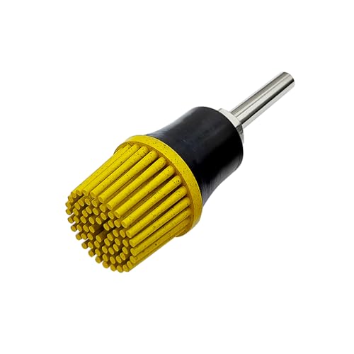Image of HIEMIE Tools 1Inch Bristle Disc Grit 80# (Yellow) with 1 Inch Shank Attachment Abrasive Coating Removal Disc for Metal