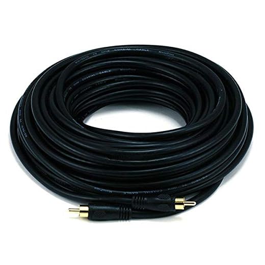 Monoprice 50ft Coaxial Audio/Video RCA Cable M/M RG59U 75ohm (for S/PDIF Digital Coax Subwoofer & Composite Video) Black