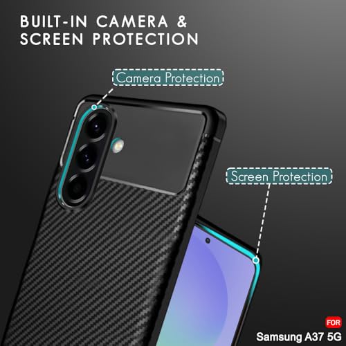 Image of TheGiftKart Rugged Carbon Fibre Armor Back Cover Case for Samsung Galaxy A37 5G / A36 5G | ShockProof & Protective | Stunning Minimalist Design Back Case Cover for Samsung A37 5G / A36 5G (TPU, Black)