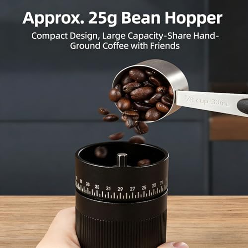 Sorandy Manual Coffee Grinder, Portable Quiet Aluminum Alloy Stainless Steel Grinder, Adjustable Grind Setting for Travel, Camping, Home & Office — view 8