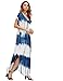 MakeMeChic Casual Maxi Short Sleeve Split Tie Dye Long Dress Blue White Small