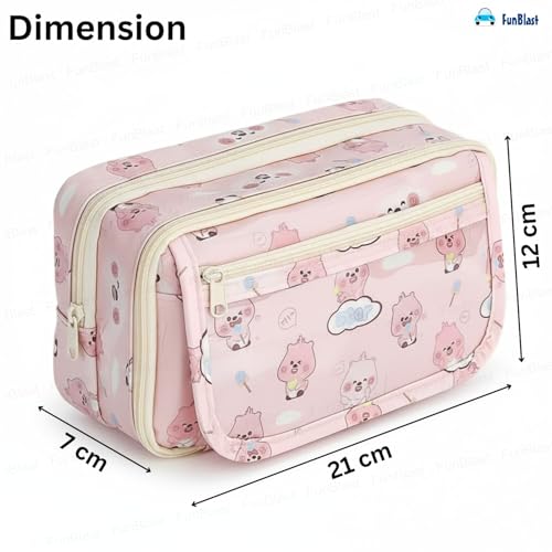 Image of FunBlast Pencil Pouch for Girls- Kawaii Pencil Pouch, Aesthetic Pencil Case Organizer, Large Capacity Stationary Organizer Case, Multipurpose Zipper Pouch for Kids & Adults (E)