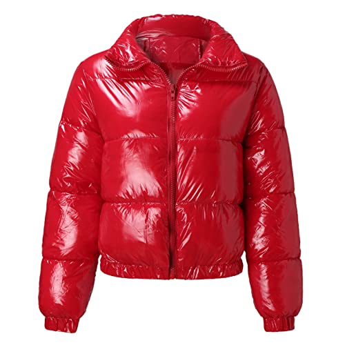 Manteau en duvet femme rouge grande taille veste chaude hiver S