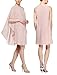 S.L. Fashions Women's Two Piece Knee Length Capelet Jacket Dress Keyhole Neckline, Fadedrose, 14