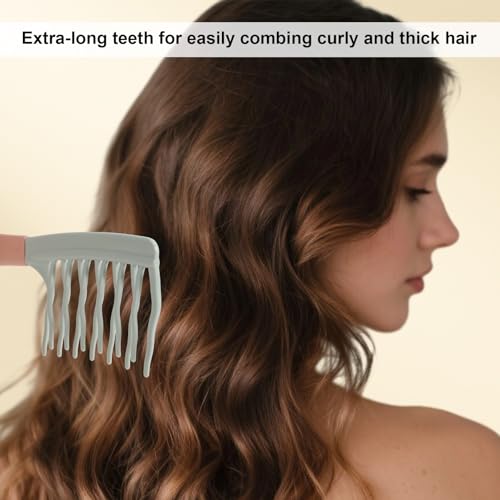 2 peines de dientes anchos para cabello rizado y grueso miniatura 7
