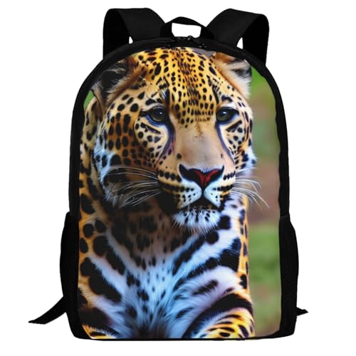 Funny Leopard Backpack with One Compartment 17 Inch Casual Daypack Travel Bookbag