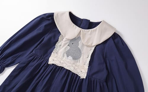 Mud Kingdom Girls Dresses Peter Pan Collar Puff Ruffle Dress for Kids Long Sleeve3