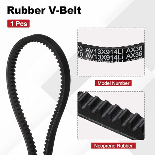 Image of AX36 Belt, Raw Edge Cogged Industrial Rubber EPDM V-Belt, Pack of 1 | 1 /2 inch(13mm) Width x 36 inch(914mm) Inside Circumference x 5 /16 inch(8mm) Height