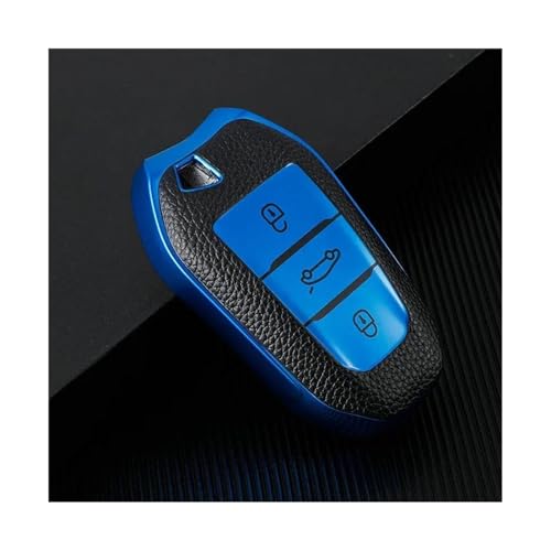 Étui clé Peugeot anti-choc en cuir TPU bleu pour 2008 3008 5008