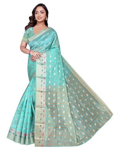 Image of Sarees for Women Wear Organza Silk Banarasi Sari Kanjivaram Pure Paithani Wedding Original Kanchipuram Pattu Sadi with Blouse Piece 2026 (KeriFlower)
