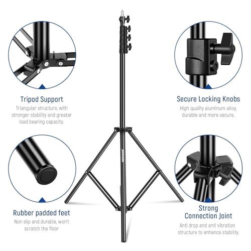 Image of Heavy Duty Photography Light Stand Adjustable Studio Tripod Stand for Ring Light Softbox Flash LED Light Reflector Camera Equipment Black