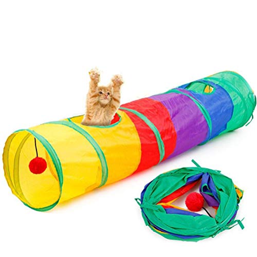 Popetpop – Túnel de gato de arco-íris e tubos dobráveis para gatinhos, filhotes de coelhos e outros