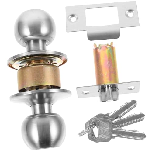 CLISPEED Cerradura de Puerta con Pomo Esférico de Acero Inoxidable Diseño Seguro y Duradero con Llave para Interiores y Reemplazo Práctico Hogares