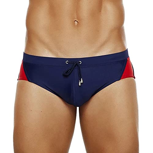 Male Summer Cool Sports Colorful Star Print Fit Beach Shorts Triangle Fashion Sexy Swimming Trunks Mens Mesh (Blue, XXL)3