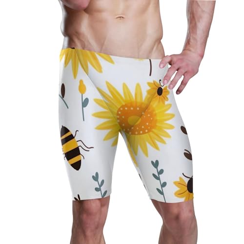 UMIRIKO Sunflower Bee Swim Jammers for Men Athletic Durable S B0401511