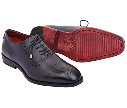 Lethato Wingtip Brogue Oxford Handcrafted Men's Genuine Leather Lace up Dress Shoes (11.5-12 US, Purple)