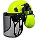 4-in-1 Industrial Chainsaw Helmet With Face Shield And Ear Muffs — Mesh & Clear Visors Included—Noise Suppression Ear Protectors Modifiable Splashplate For Forestry And Arborist Work
