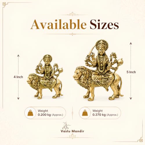 Image of Brass Durga Maa Ji Idol, Vastu Remedy for Protection (5 Inch, 370 g)