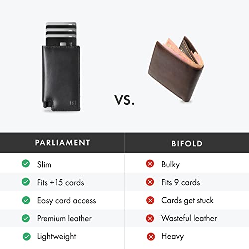 Image of Ekster - Parliament Pop Up Minimalist Wallet for Men - Mens Wallets Leather - RFID Blocking Card Holder Wallet with Push Button and Card Ejection - Leather Wallet - Easy Access