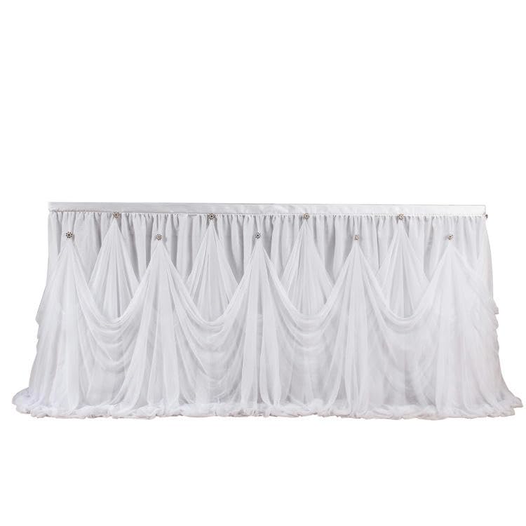 6/9FT * 77 cm falowany puszysty tiulowy spódniczka tutu z zawieszką ze strasu, szyfonowy obrus na wesela, baby shower, plisowany obrus