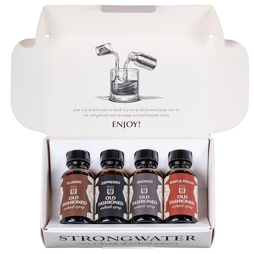 Strongwater Old Fashioned Craft Cocktail Mixer Sample 4 Pack - Makes 16 Cocktails - Handcrafted Old Fashioned Gift Set - Travel-Friendly