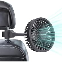 TriPole Car Fan for Rear Seat USB Powered Powerful 3 Speed 5V Fan with Adjustable Clip for Vehicles SUV RV