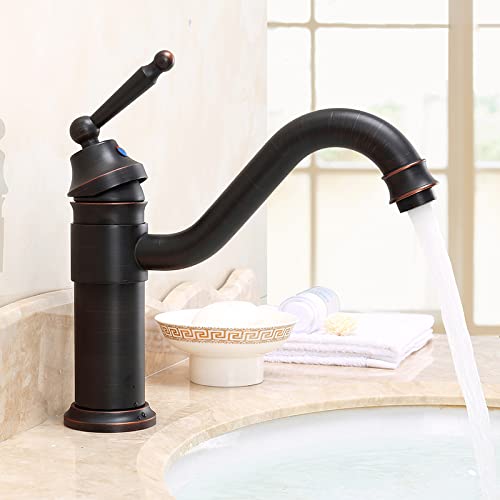 Robinet de salle de bain vintage pour vasque rétro, mitigeur noir eau chaude froide