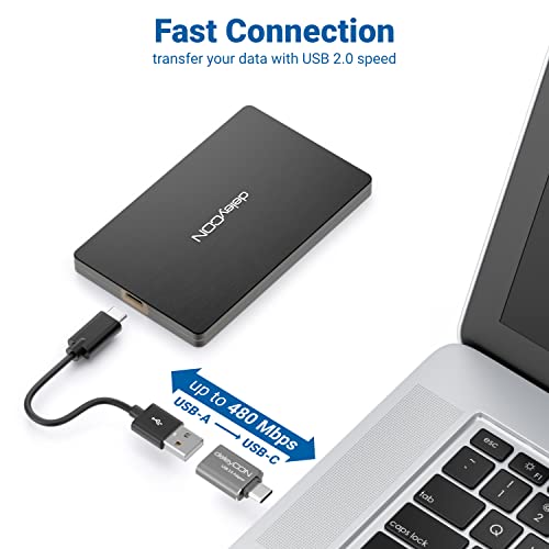 deleyCON Adapter USB C auf USB A - OTG (2 Stück) C-Stecker auf A-Buchse - für iPhone 17 Pro Air 16 Pro Max, 15 Max, iPad, MacBook Pro/Air, Galaxy S26/S25/S24/S23/S22, PC, Computer, Notebook - Silber