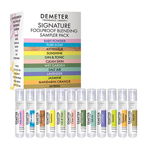 DEMETER Fragrances Signature Foolproof Blending Perfume Sampler Set of 12 - Baby Powder - Pure Soap - Kitten Fur - Sunshine - Gin & Tonic - Clean Skin - Wet Garden - Salt Air - Lavender - & More