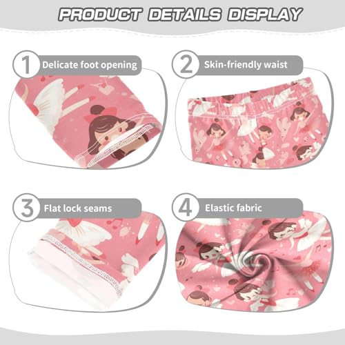 KLL Seamless Pattern Cute Ballerina Toddler Girls' Leggings Fashion High Waisted Pants Exercise3