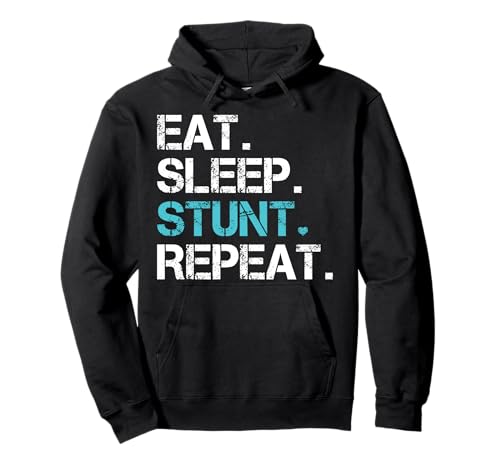 Eat Sleep Stunt Repeat Turquoise Cheerleader Girl Gift Cheer Pullover Hoodie