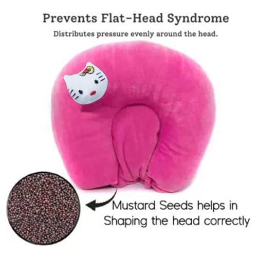 Image of Mustard Seed Pillow for New Born Baby, Ideal for Round Head Shaping Seed Pillow with Foam Cotton Cover for 0 to 12 Months Babies (Seed)