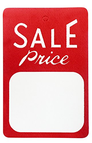Amram Price Tags 1.25-in x 1.875-in Unstrung, Red and White Preprinted, 1,000 Tags