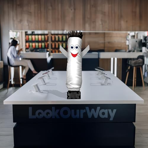 Image of LookOurWay Air Dancers Mini Inflatable Tube Man Set - 29 inch Wacky Waving Inflatable Tube Guy with Blower for Desktop Advertising - White