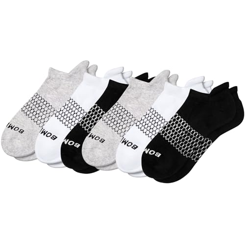 BOMBAS Womens Solids Black/White/Gray Ankle Large Socks 6 Pairs Socks Size 8-13