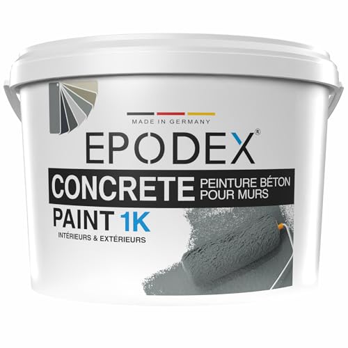 EPODEX 1K Peinture béton, revetement de sol & mur, peinture sol exterieur, résistante UV, intérieur & extérieur sans eau stagnante, 1kg (une couche sur...