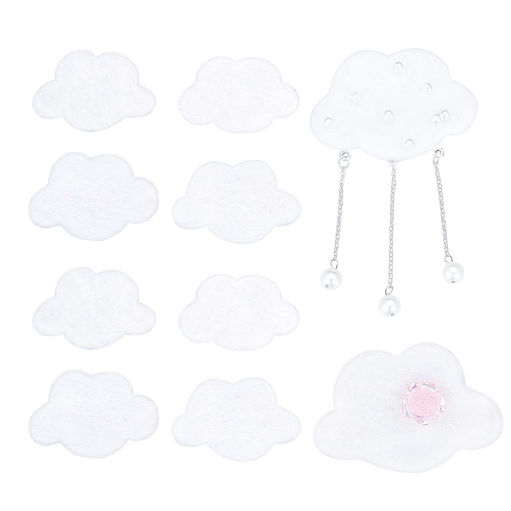 PH PandaHall 8 pz Feltro Nuvole Decorazione Nuvola Bianca, Ornamenti di Nuvole In Feltro, 4.3x7cm