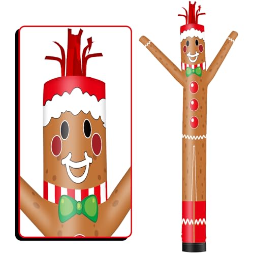 GOODENY 20FT Tall Gingerbread Man Inflatable Tube Man (18Diameter) Wacky Wavy Dancing Guy for Outdoor Decoration Advertising Business Promotion - Christmas Theme (Blower Not Included)