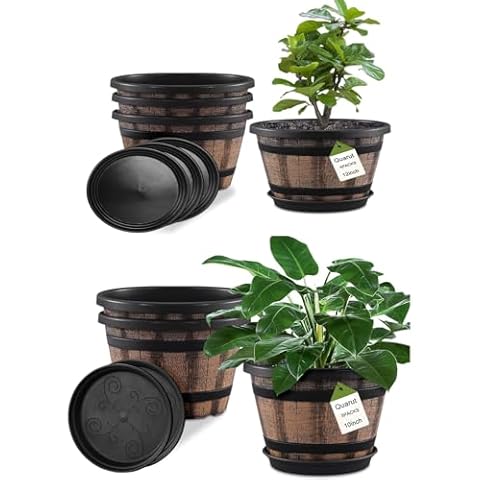 Quarut 12 Inch 4 Pack and 10 Inch 3 Pack Plant Pots, Flower Pots for Outdoor and Indoor Decor Cover