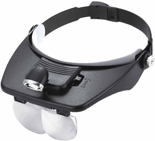 ルーペ 拡大鏡 ヘッドルーペ 拡大鏡 レンズ メガネ タイプ 2灯式 LED ライト精密作業用ヘッドルーペ エルズーム 倍率 1.2倍 1.8倍 2.5倍 3.5倍