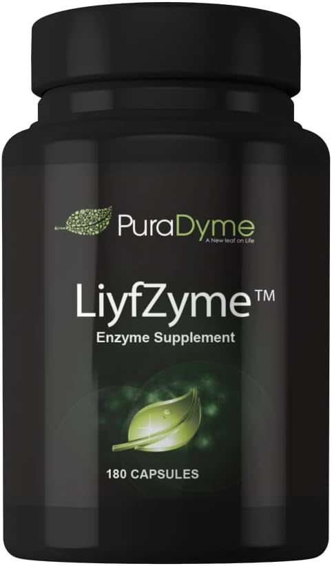 PuraDyme LiyfZyme Plant Based Digestive Enzyme Supplement - 180 Veggie Caps. By Lou Cornoa.