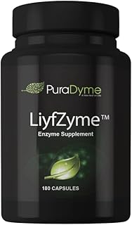 LiyfZyme Plant Based Digestive Enzyme Supplement - 180 Veggie Caps. PuraDyme By Lou Cornoa.
