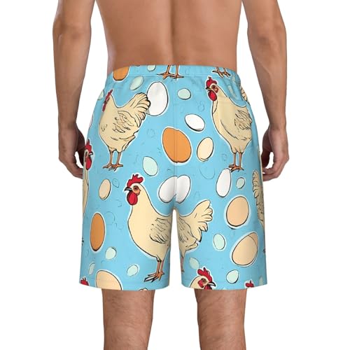 Creative Cartoon Chicken Men's Quick Dry Beach Shorts Swim Trunks with Pockets Board Shorts3