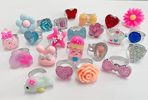 24Pcs Rings For Girls Kids Dress Up Rings Jewelry Set Lovely Toys For Little Girls Adjustable, No Duplication, Girl Pretend Play Gift With Box #TOP7