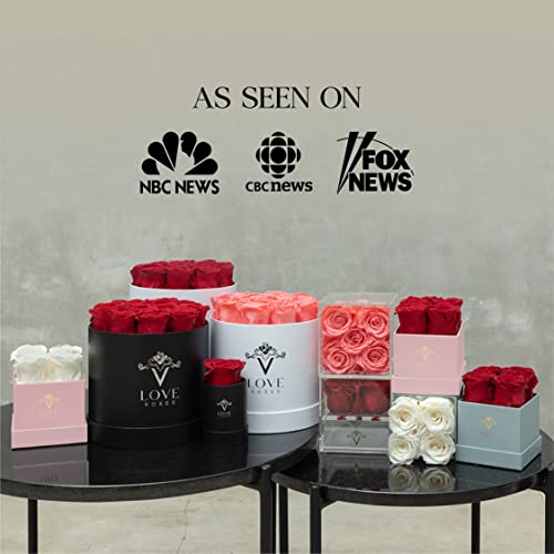 Vlove® Forever Preserved Roses In A Box | Real Roses That Last Over A Year | Gift Ready Long Lasting Roses | Handmade Preserved Rose Flowers Box | Valentines Mothers Day Gifts For Her | White Box Of Roses: 12 Red #TOP7